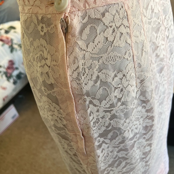 1960s vintage two-piece dress pink lace over satin Sears Roebuck - Picture 4 of 13